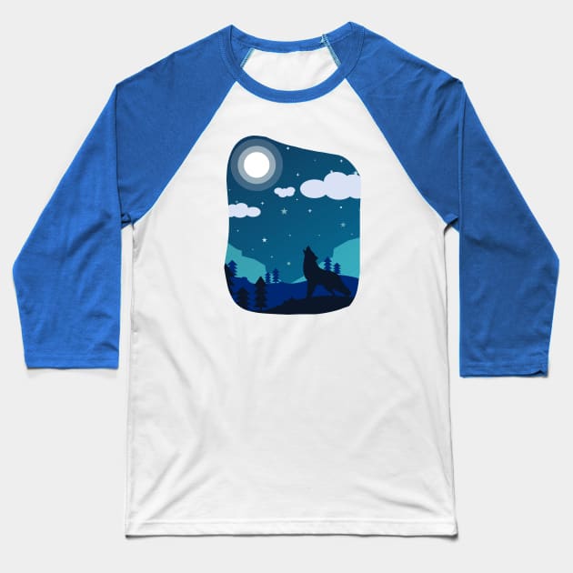 Wolf in the Night 2 Baseball T-Shirt by TaliDe